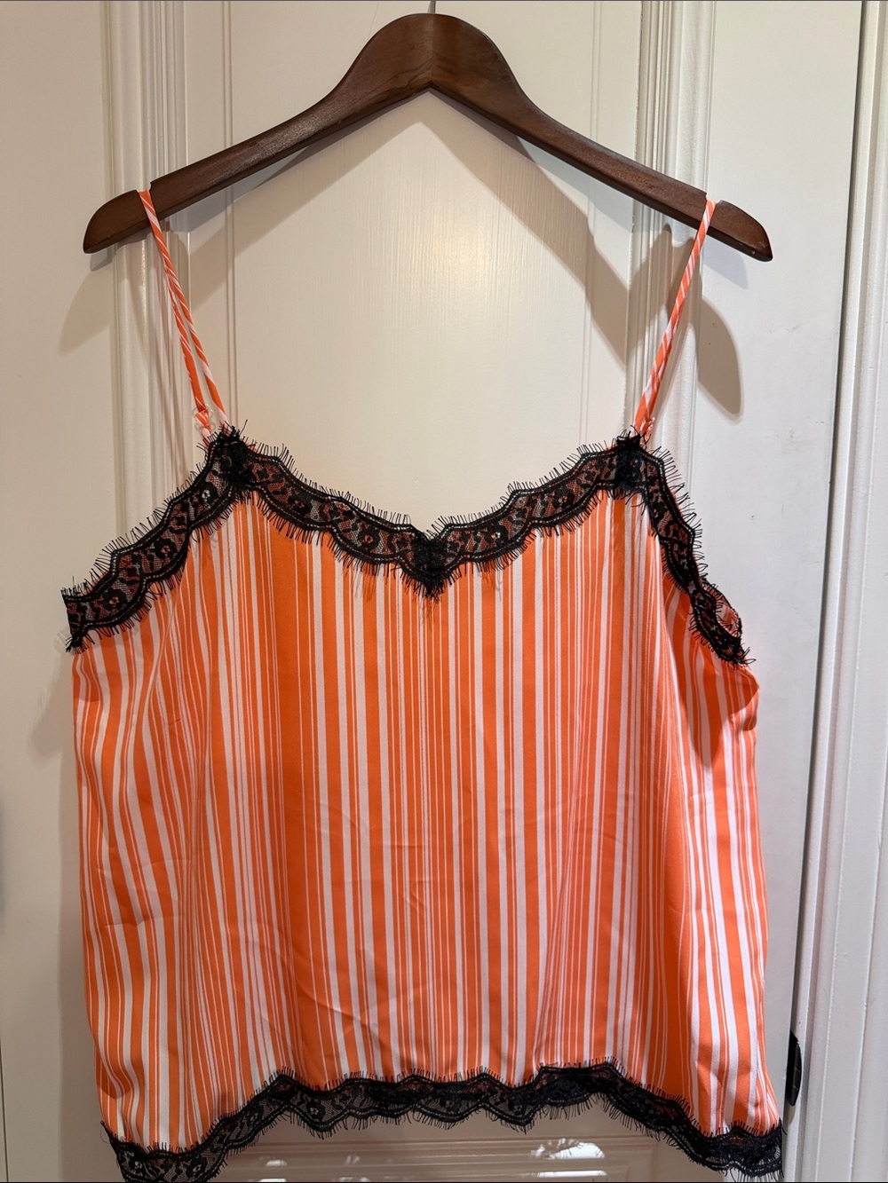 VOCAL- Orange & White Striped Cami w/ Black Lace-Trim-NWT, Sz XL